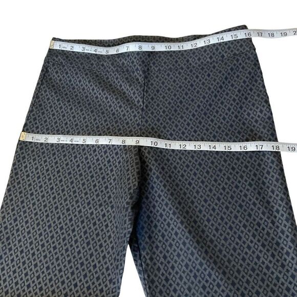 Krazy Larry Pants Straight Leg Pull On Diamond Print Blue Grey Stretch Women 14 - Picture 5 of 12